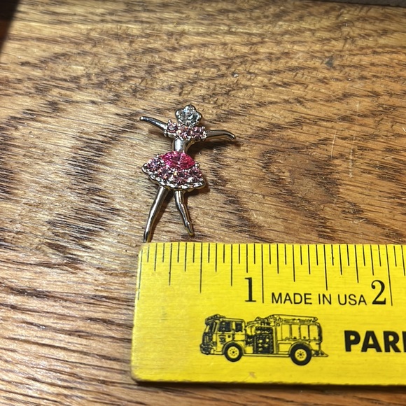 Silver-tone Clear & Pink Rhinestone Ballerina Pendant 👠 - Picture 16 of 17